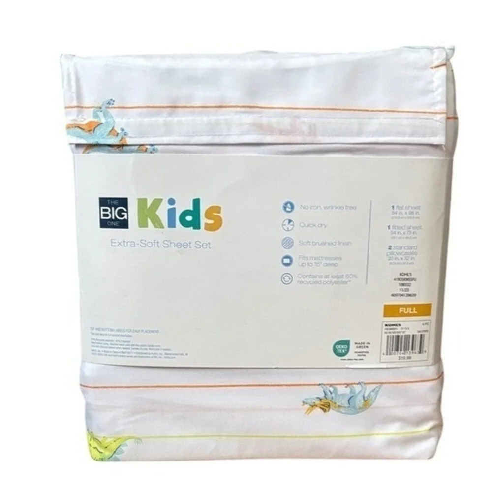 The Big One Kids Dinosaur Reversible Quilt Set Queen/Full & Full Sheets NWT